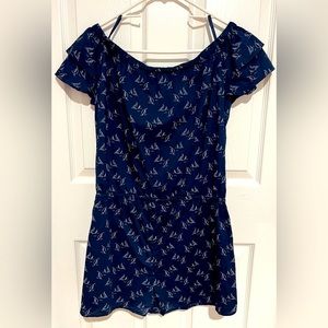 Navy Vineyard Vines nautical romper with white sailboats. New no tags.